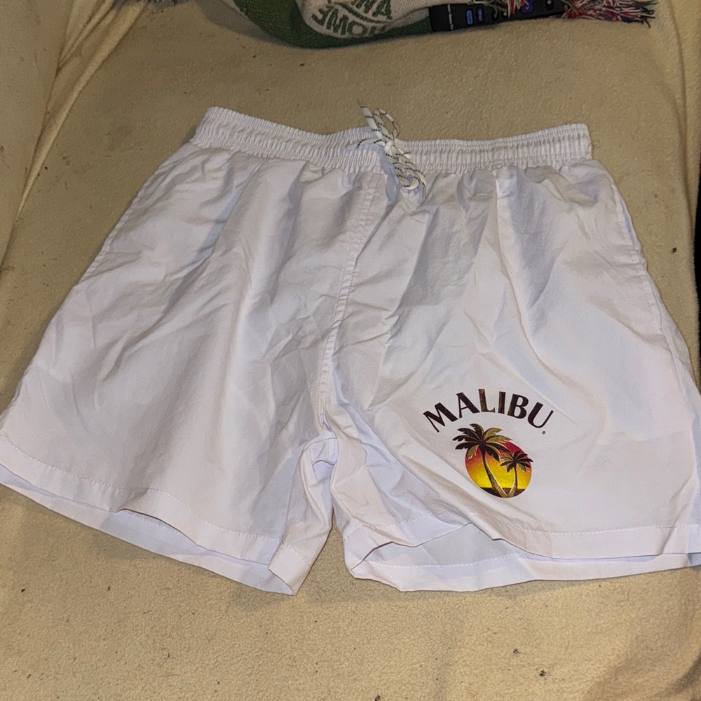 White Malibu Swim Shorts L